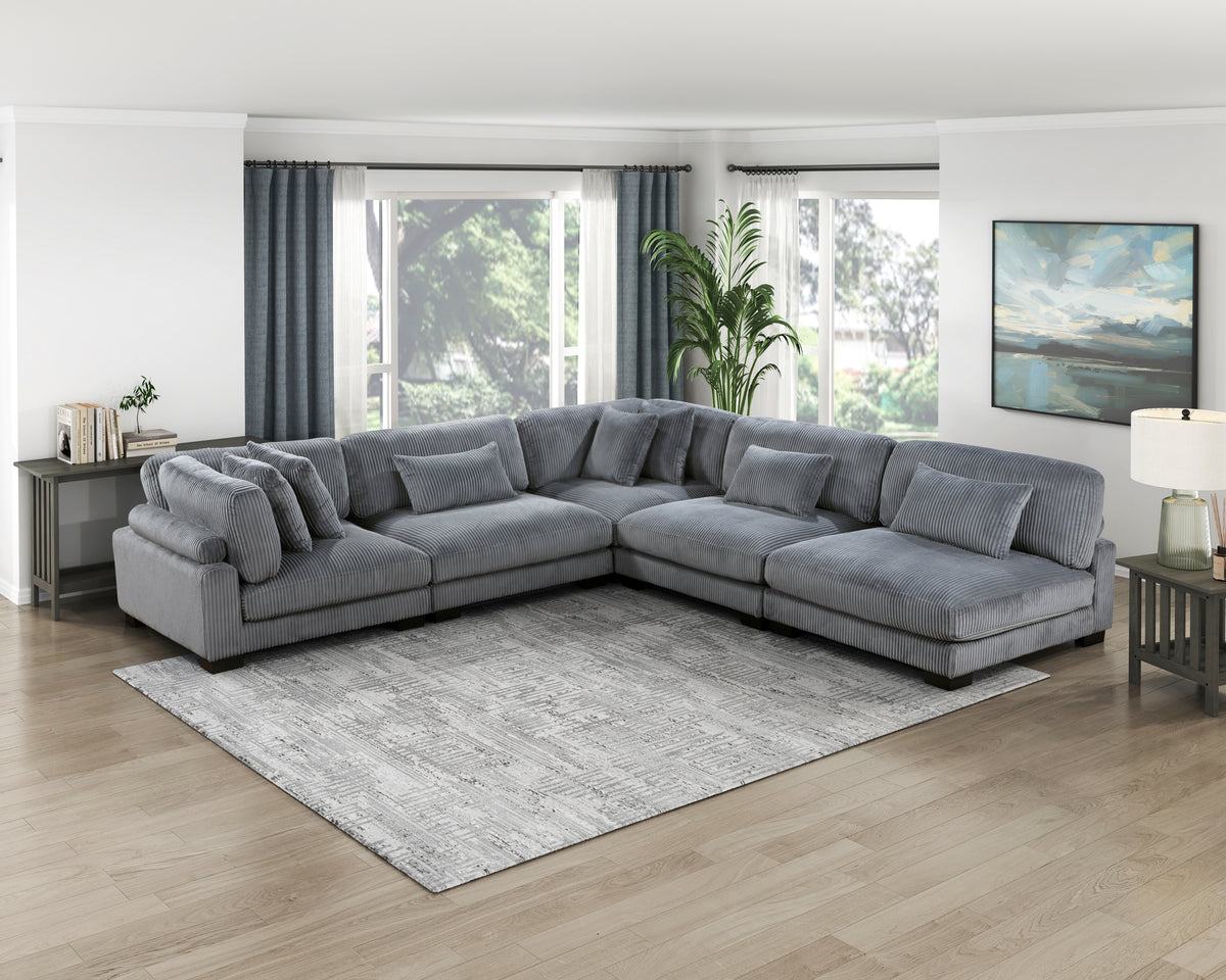 Traverse Gray Corduroy Corner Seat from Homelegance - Luna Furniture