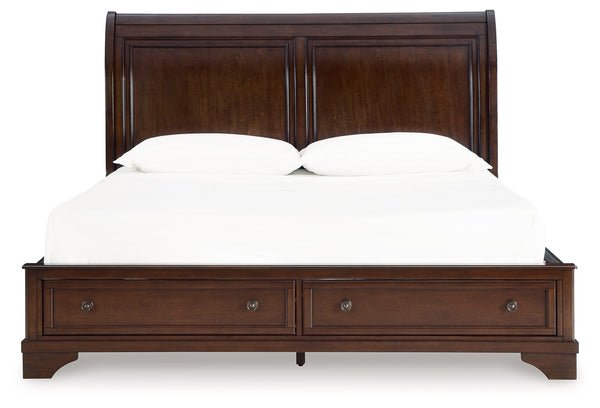 Trellington Brown Queen Sleigh Storage Bed
