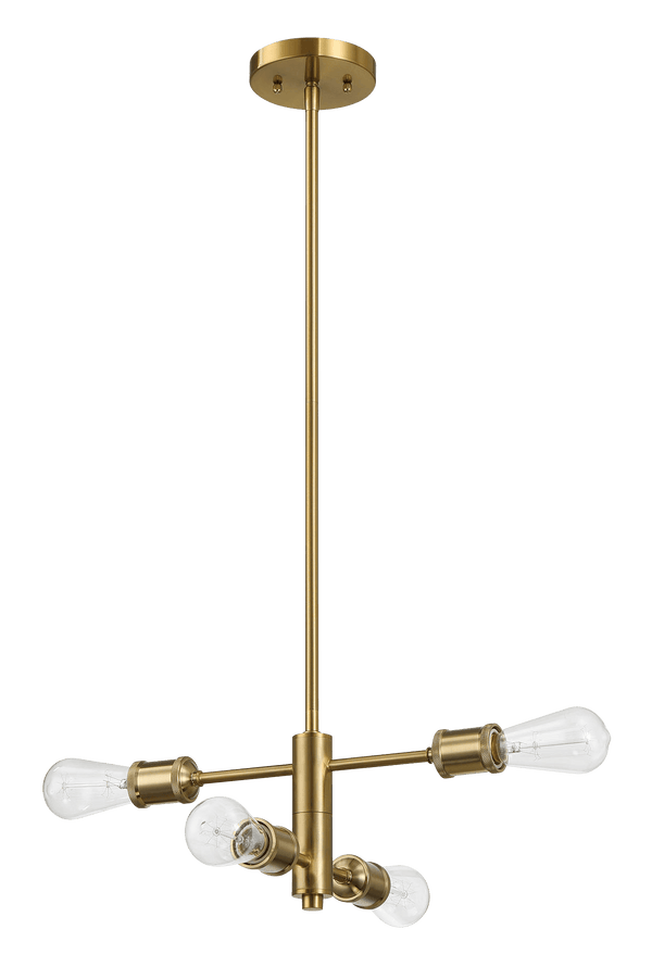 Trellis Four Lights Modern Gold Chandelier Vintage Pendant Fixture for Living Room Dining Kitchen 15"W × 6.75"H