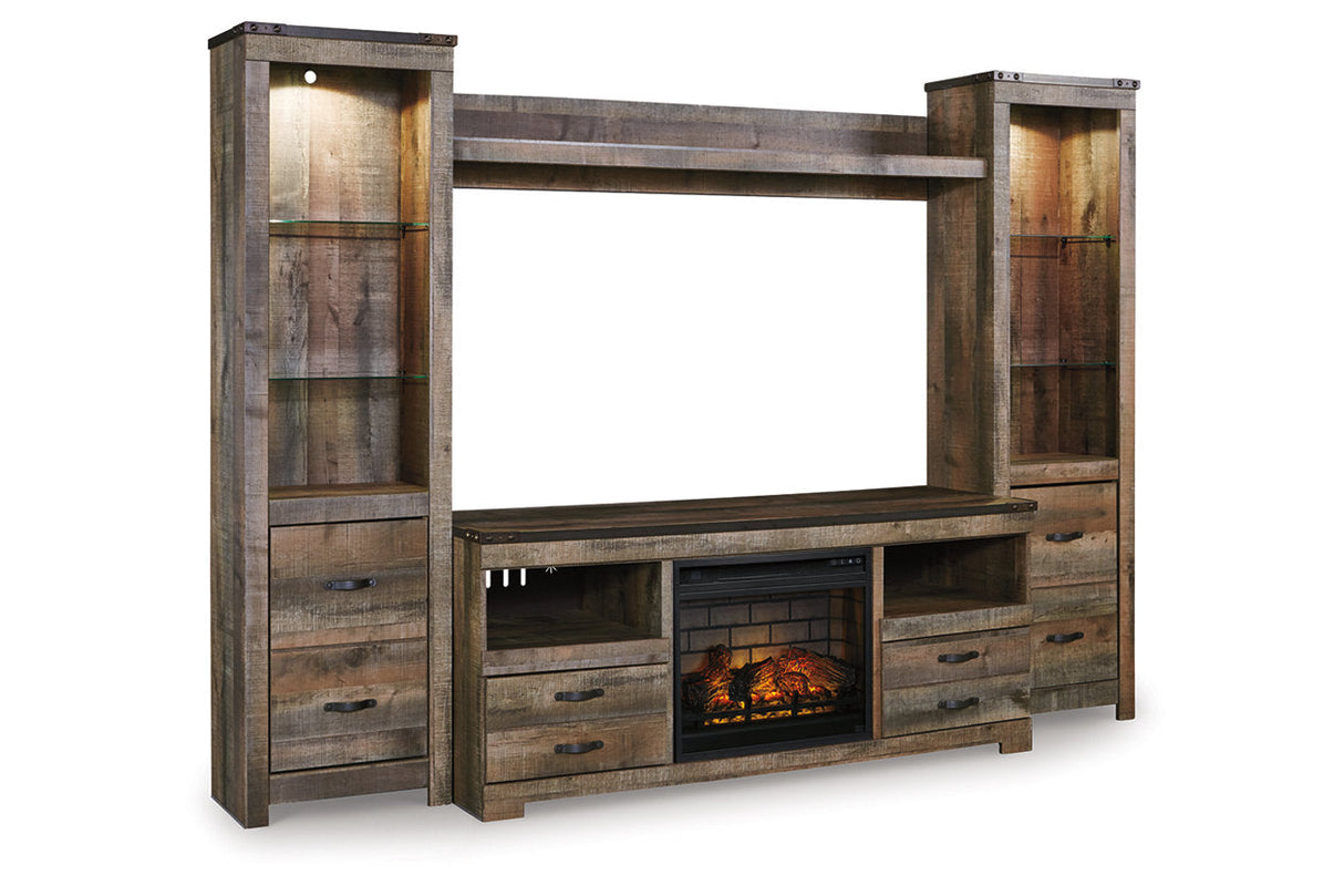 Trinell Brown 4-Piece Entertainment Center with Electric Fireplace from Ashley - Luna Furniture