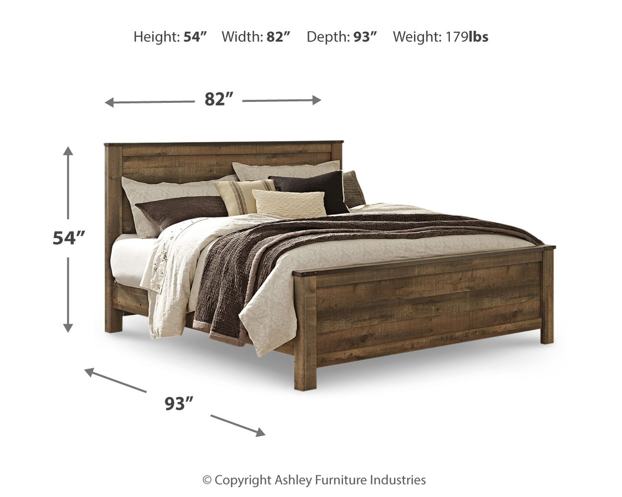Trinell Brown King Panel Bed, Dresser, Mirror and 2 Nightstands from Ashley - Luna Furniture