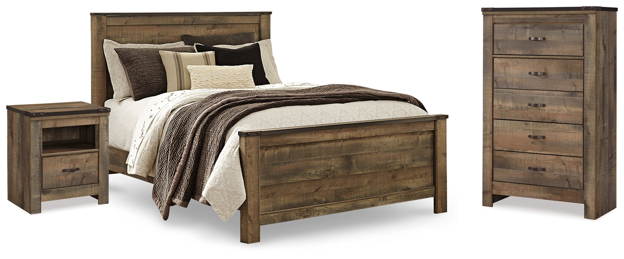 Trinell Brown Queen Panel Bed, Chest and 2 Nightstands from Ashley - Luna Furniture
