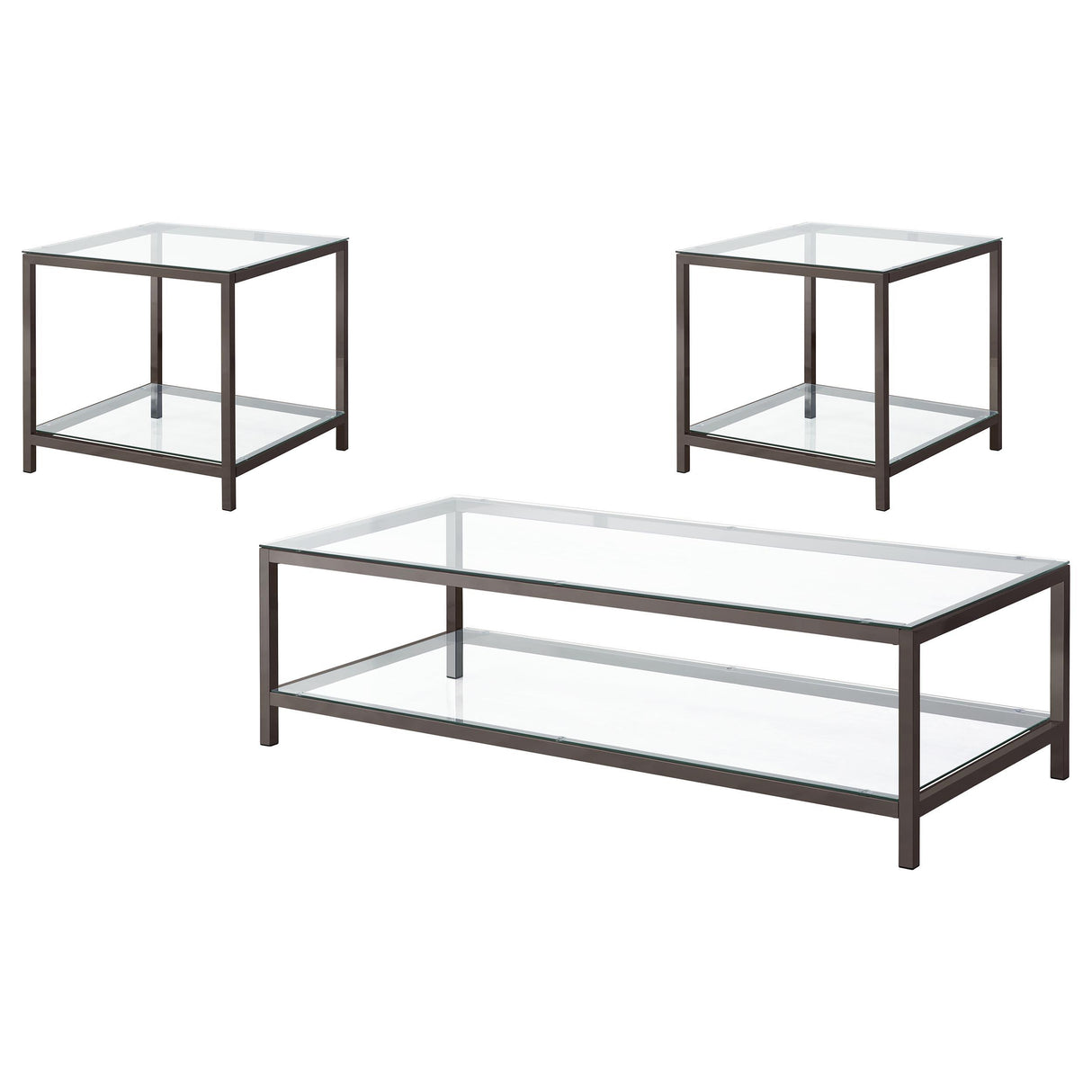 Trini Black Nickel 3-Piece Coffee and End Table Set from Coaster - Luna Furniture