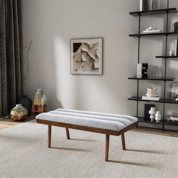 Troni Light Gray Boucle Bench