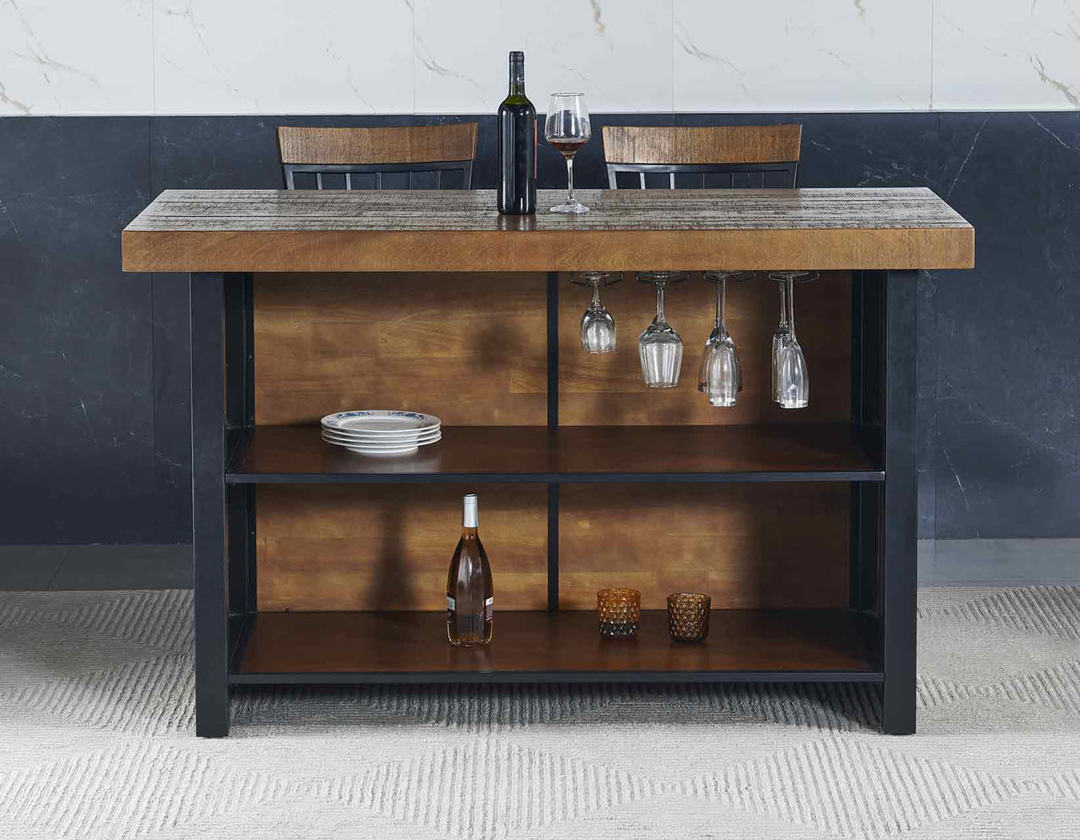 Tyler Chestnut/Black 3-Piece 38-inch Counter Bar Set from Steve Silver - Luna Furniture