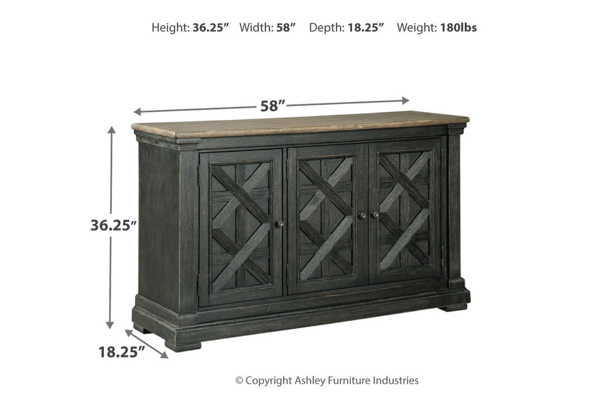 Tyler Creek Black/Grayish Brown Counter Height Table with 4 Barstools, Server and Display Cabinet from Ashley Furniture - Luna Furniture
