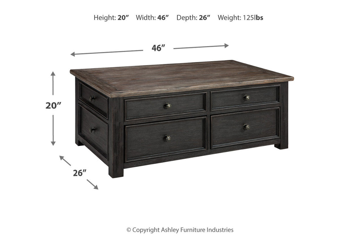 Tyler Creek Grayish Brown/Black Coffee Table and 2 Chairside End Tables from Ashley - Luna Furniture