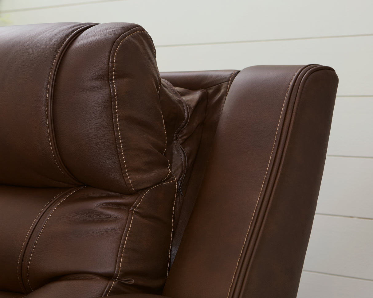 Knightington Brown Power Reclining Loveseat with Audio Seating from Ashley Furniture - Luna Furniture