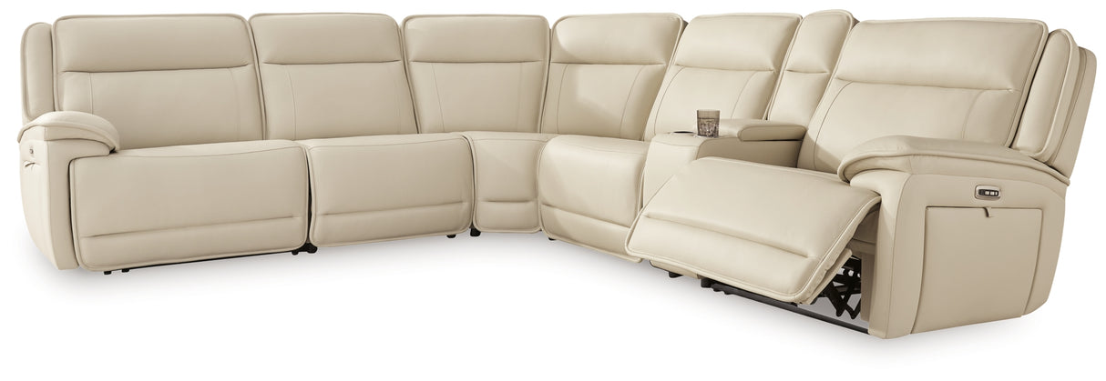 Double Deal Almond 6-Piece Power Reclining Sectional from Ashley - Luna Furniture