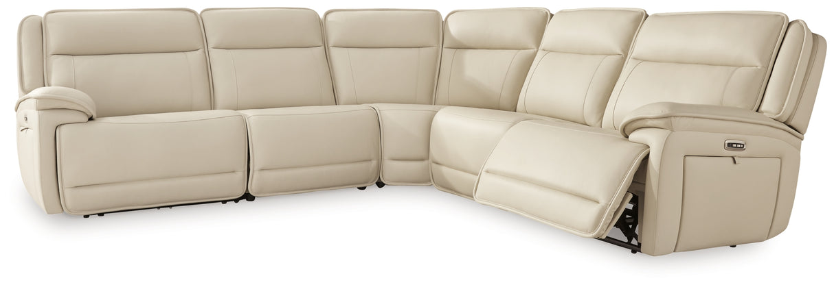 Double Deal Almond 5-Piece Power Reclining Sectional from Ashley - Luna Furniture