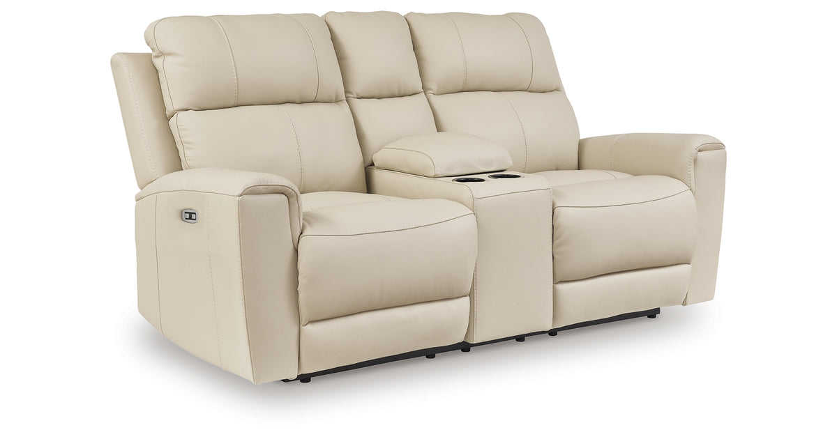 Dahlmoore Almond Power Reclining Loveseat with Console from Ashley Furniture - Luna Furniture