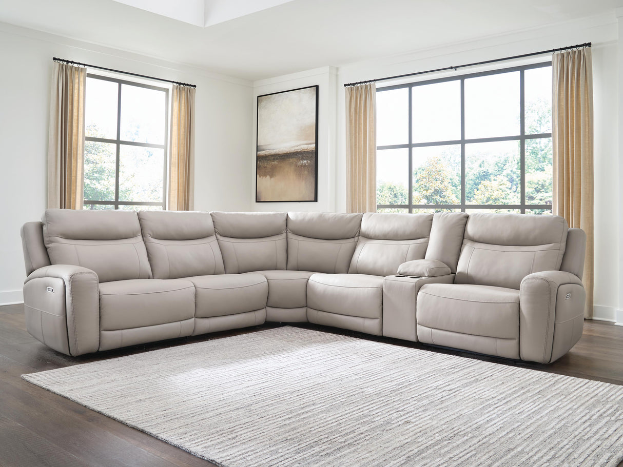 Gravier Gray 6-Piece Power Reclining Sectional with Storage Console from Ashley - Luna Furniture