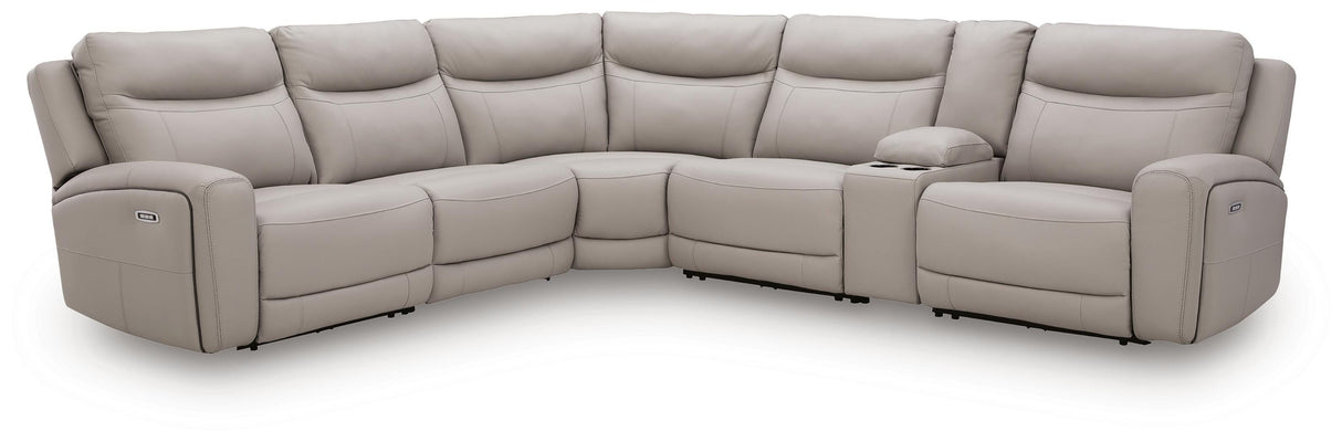 Gravier Gray 6-Piece Power Reclining Sectional with Storage Console from Ashley - Luna Furniture