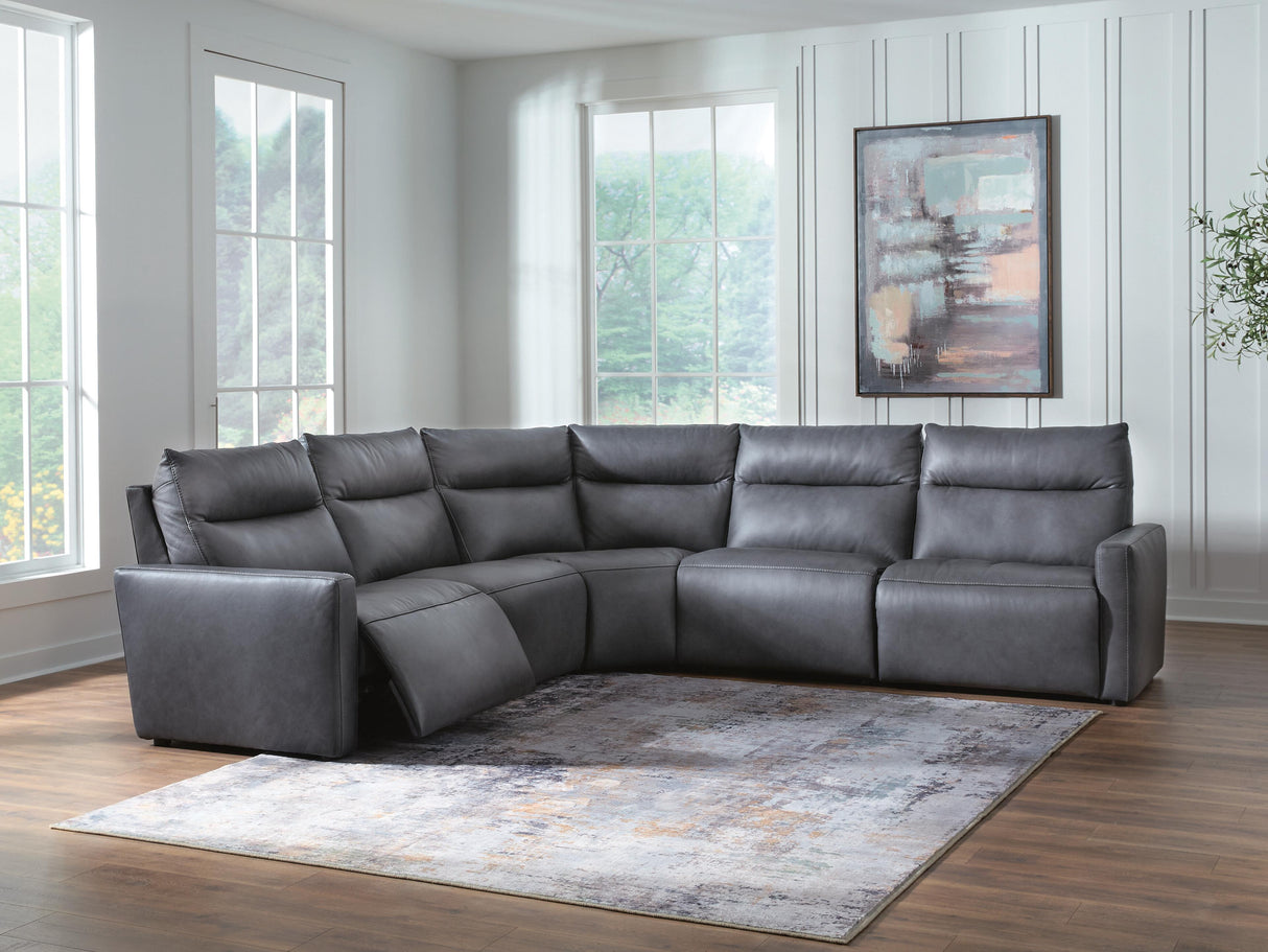 ModZ Blue 5-Piece Power Reclining Sectional from Ashley - Luna Furniture