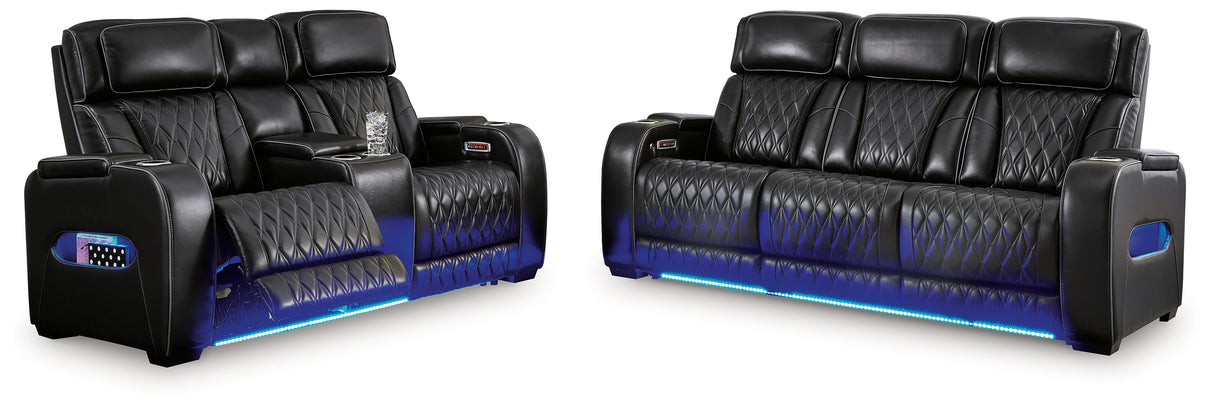 Boyington Black Power Reclining Sofa and Loveseat from Ashley - Luna Furniture
