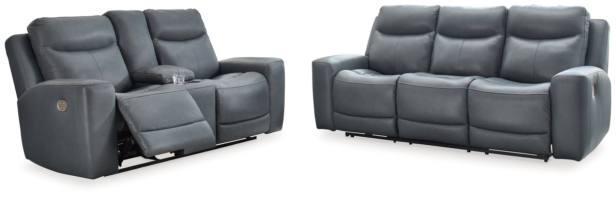 Mindanao Steel Sofa and Loveseat Sofa Power Reclining Set from Ashley Furniture - Luna Furniture