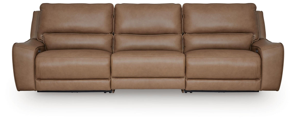 DeepWakes Caramel 3-Piece Power Reclining Sectional from Ashley - Luna Furniture