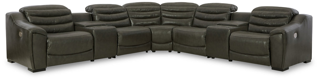 Center Line Dark Gray 7-Piece Power Reclining Sectional from Ashley - Luna Furniture