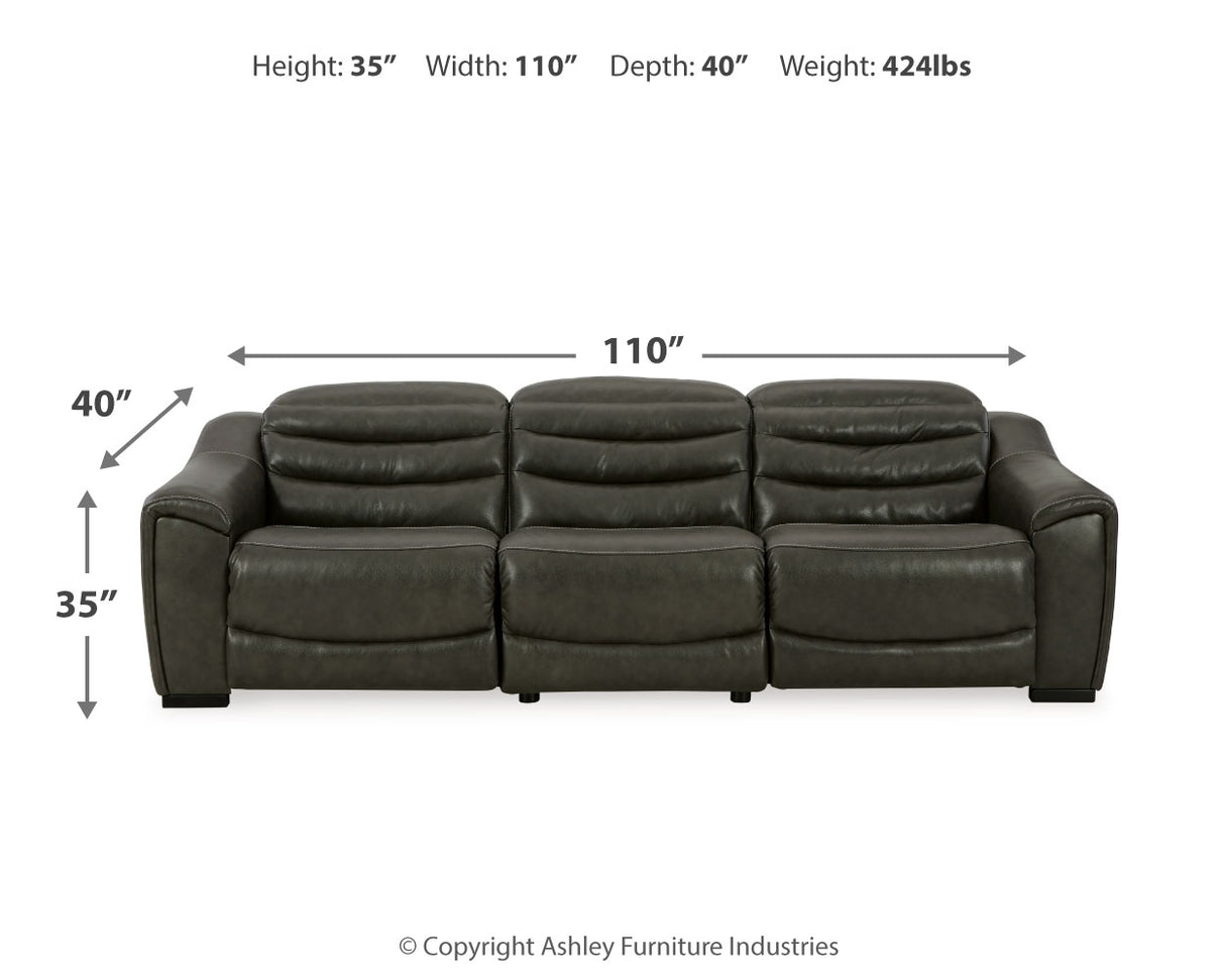 Center Line Dark Gray Sofa, Loveseat and Recliner from Ashley - Luna Furniture