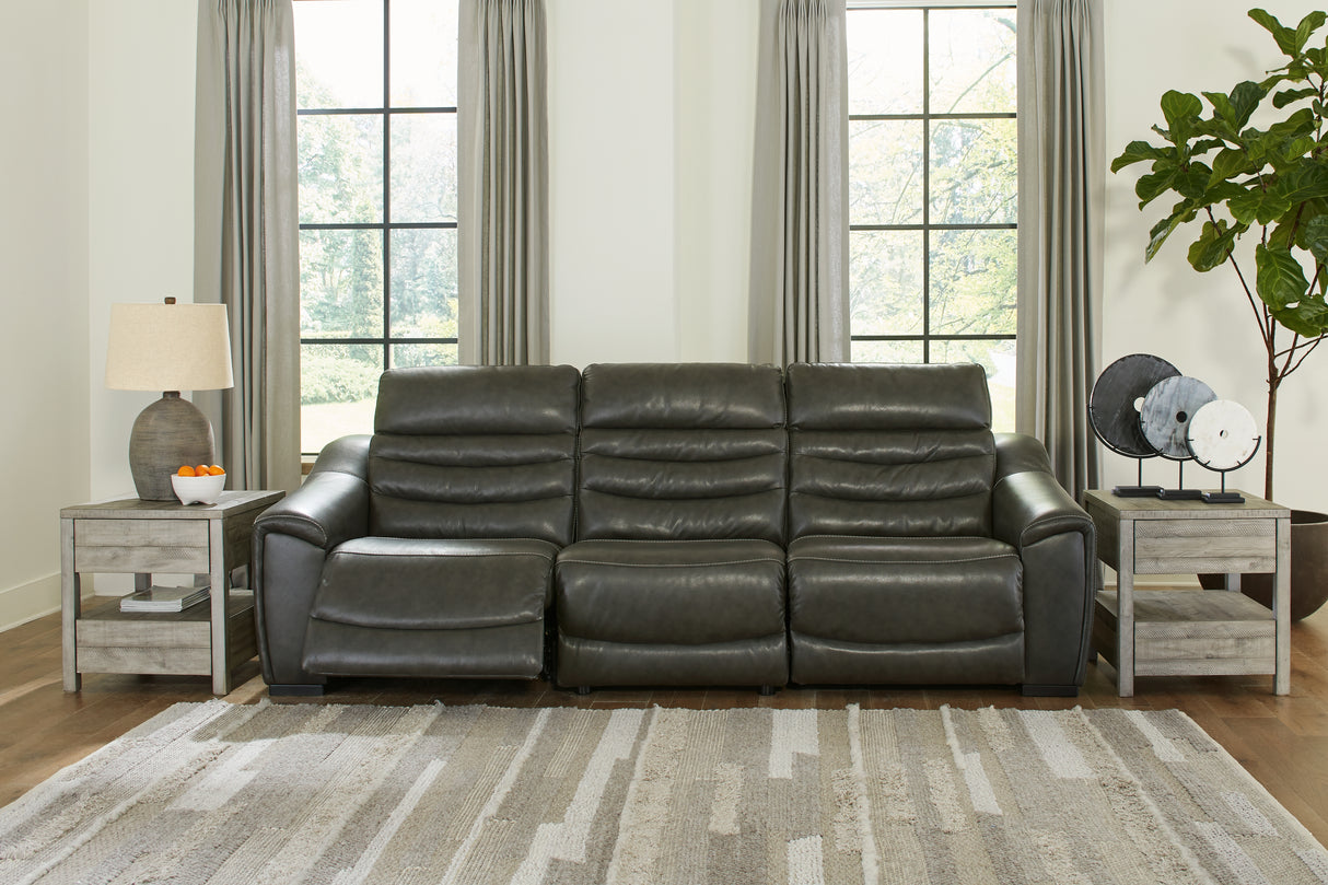 Center Line Dark Gray Sofa, Loveseat and Recliner from Ashley - Luna Furniture