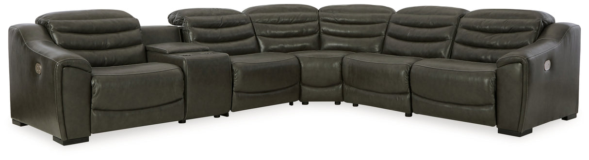 Center Line Dark Gray 6-Piece Power Reclining Sectional from Ashley Furniture - Luna Furniture