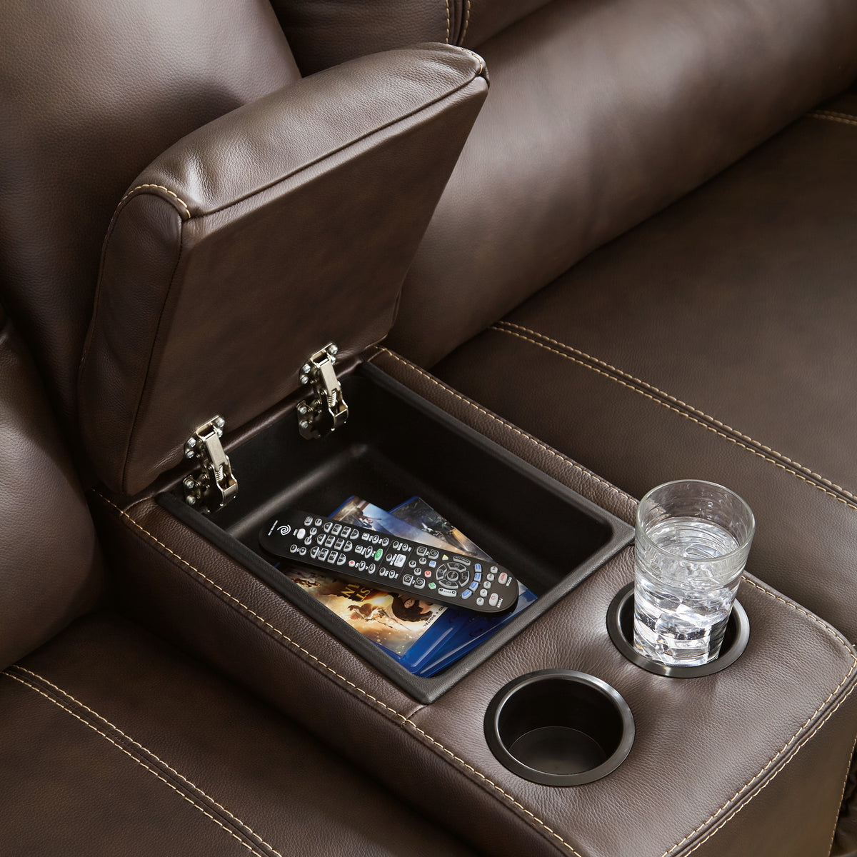 Dunleith Chocolate 3-Piece Power Reclining Loveseat with Console from Ashley Furniture - Luna Furniture