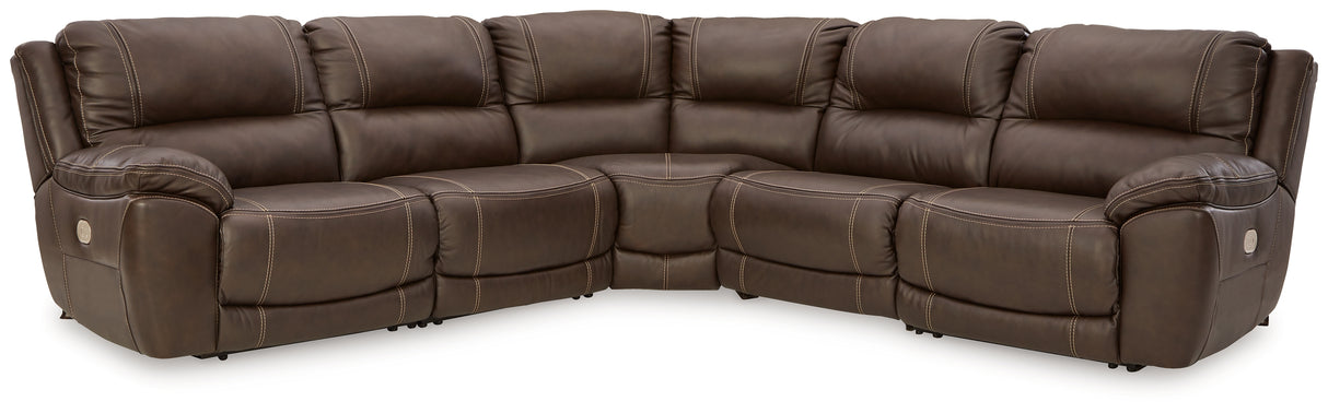 Dunleith Chocolate 5-Piece Power Reclining Sectional from Ashley - Luna Furniture
