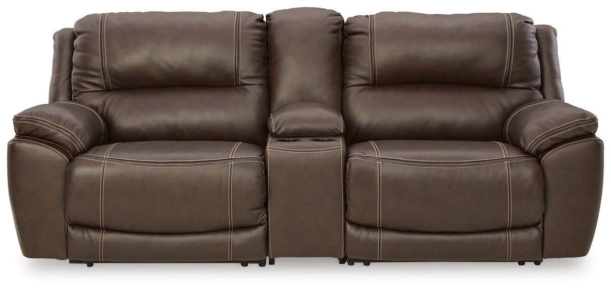Dunleith Chocolate 3-Piece Power Reclining Loveseat with Console from Ashley Furniture - Luna Furniture