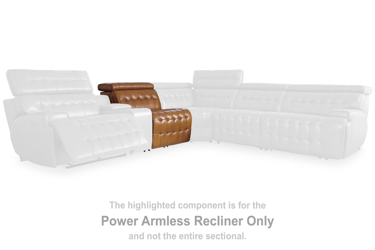 Temmpton Chocolate Power Armless Recliner from Ashley Furniture - Luna Furniture
