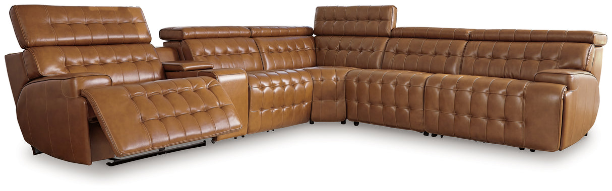 Temmpton Chocolate 6-Piece Power Reclining Sectional from Ashley Furniture - Luna Furniture