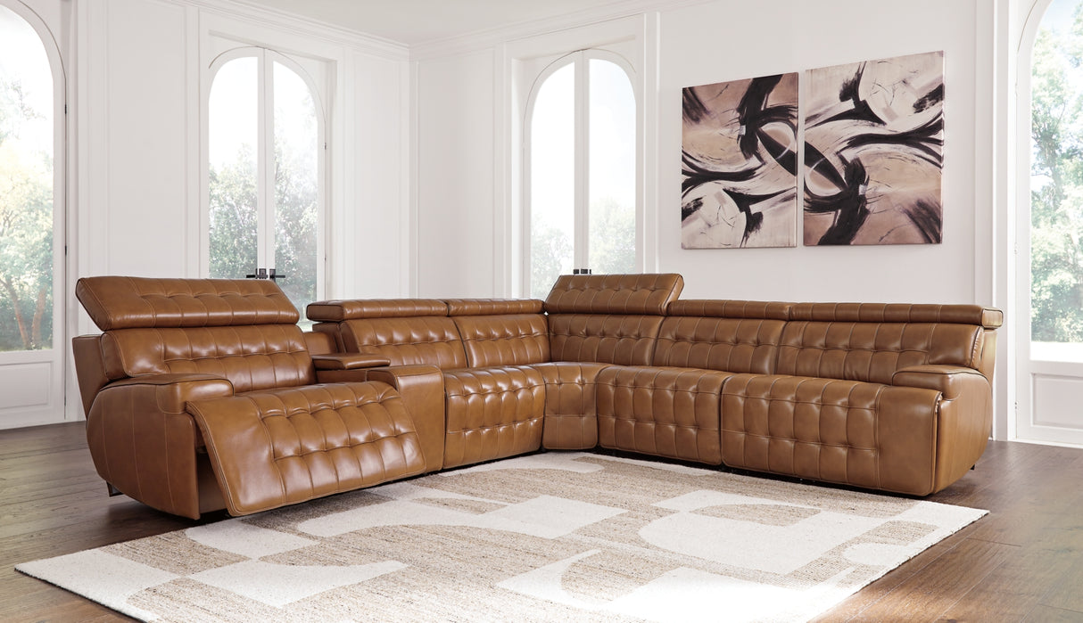 Temmpton Chocolate 6-Piece Power Reclining Sectional from Ashley Furniture - Luna Furniture