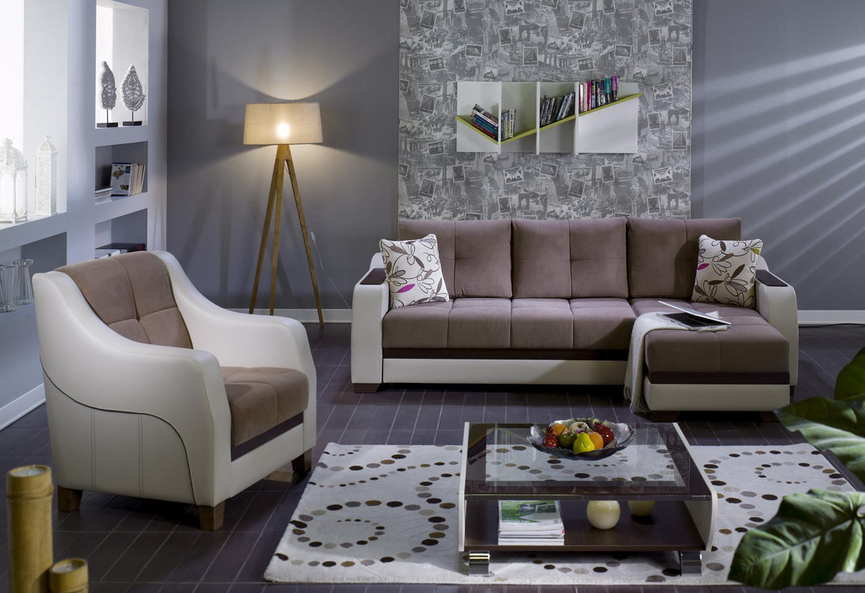 Ultra Optimum Brown Storage Sleeper Sectional from Bellona - Luna Furniture
