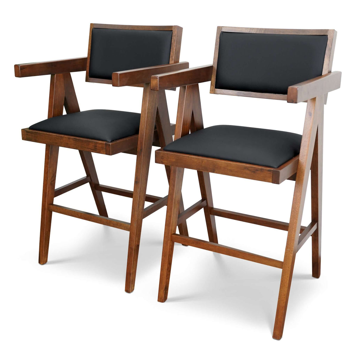 Athena Counter Chair In Black Vegan Leather from Ashcroft Furniture - Luna Furniture