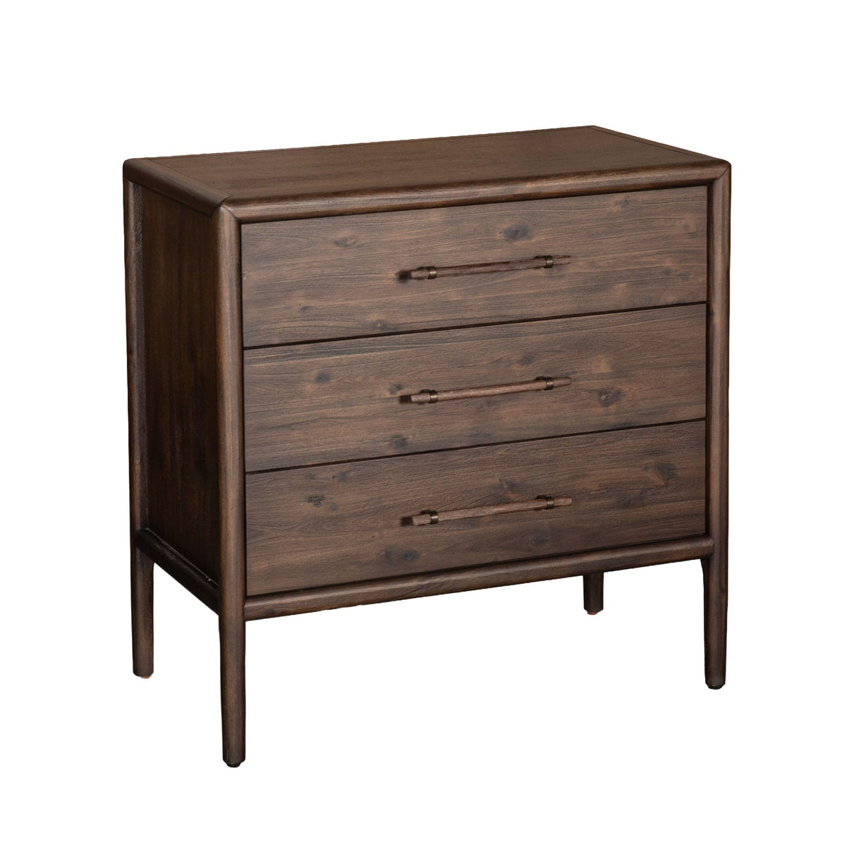 Lewis 31" Bachelor's Night Chest with Three Drawers in Dark Acacia from Home Trends & Design - Luna Furniture