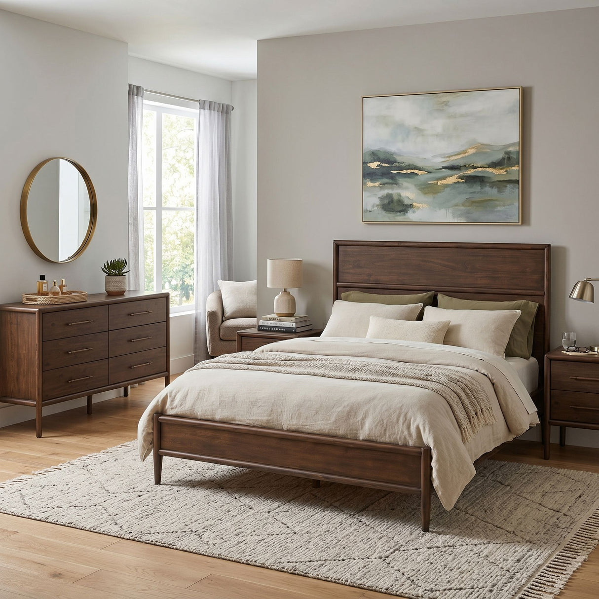 Lewis King Bed in Dark Acacia from Home Trends & Design - Luna Furniture
