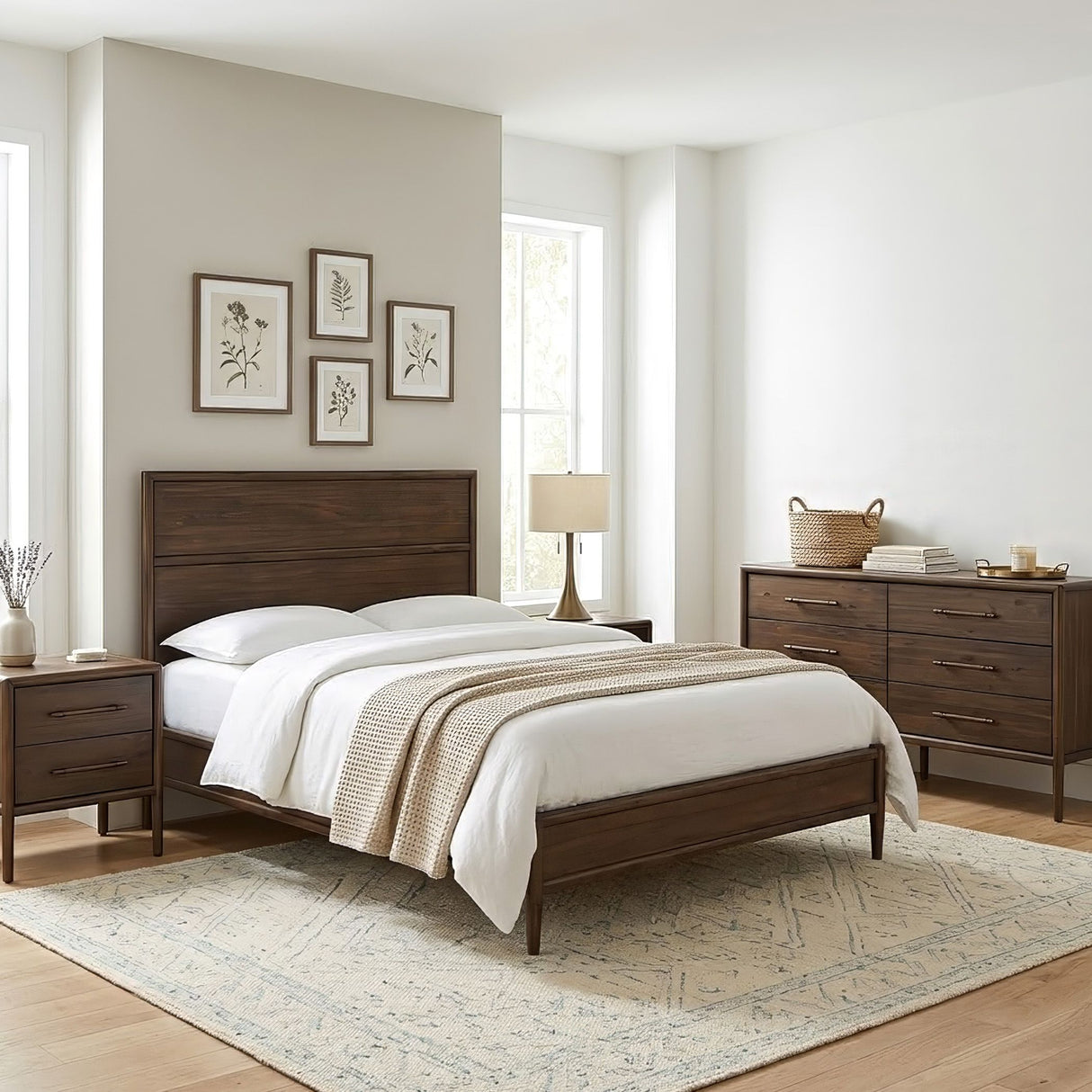 Lewis Queen Bed in Dark Acacia from Home Trends & Design - Luna Furniture