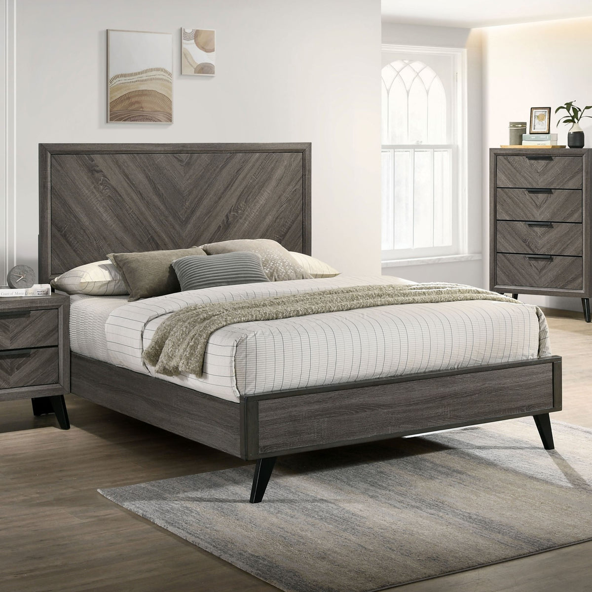 Vagan Gray Contemporary Bedroom Set from Furniture of America - Luna Furniture