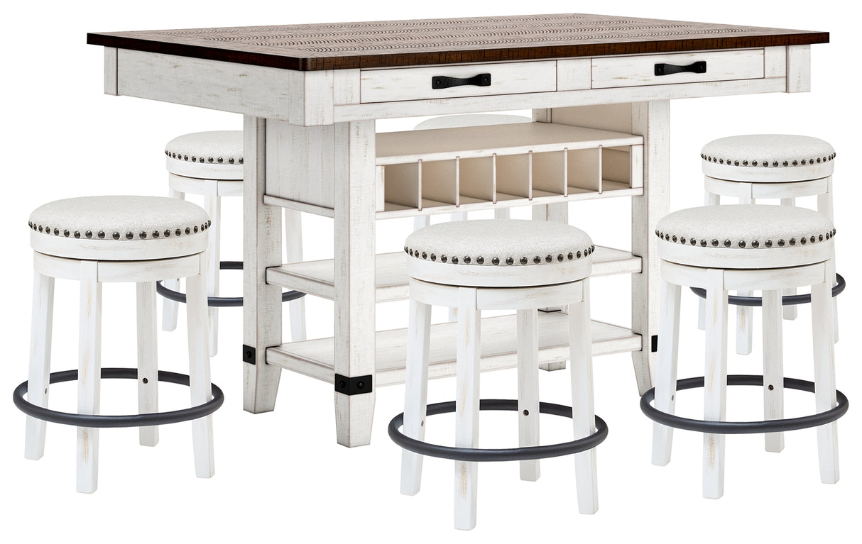 Valebeck Counter Height Dining Table and 6 Barstools from Ashley - Luna Furniture