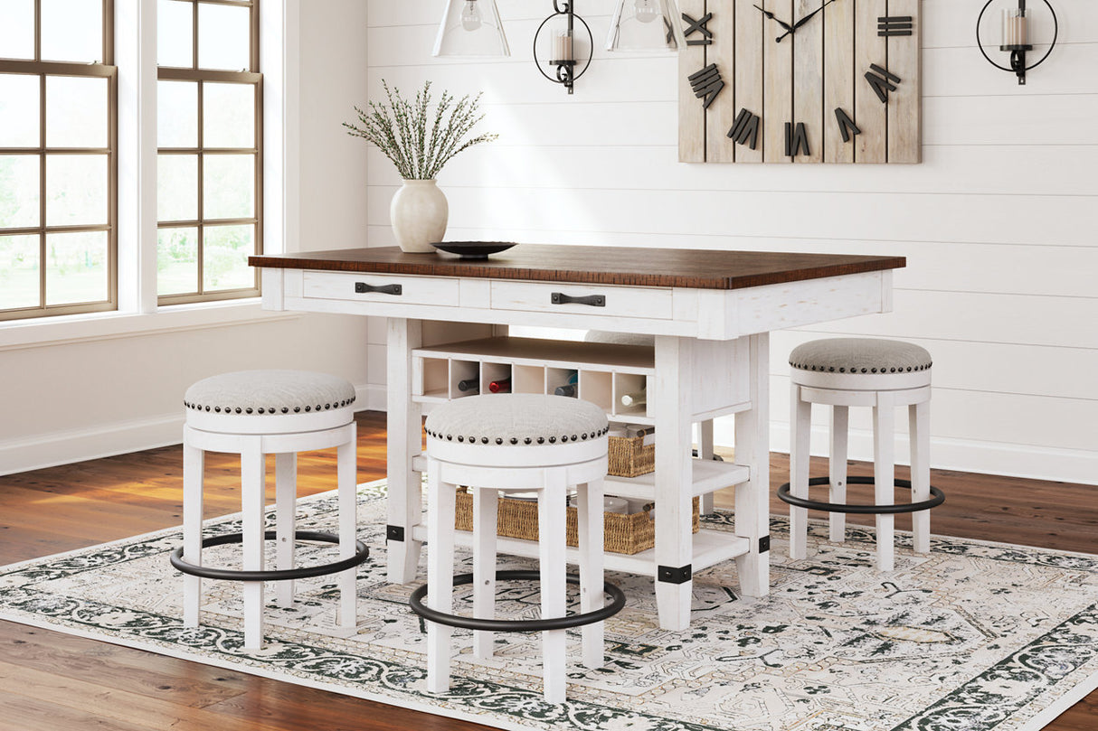 Valebeck White/Brown Multi Counter Height Dining Table and 4 Barstools from Ashley Furniture - Luna Furniture