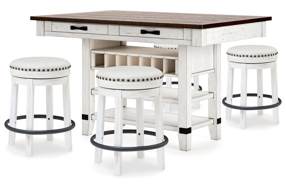 Valebeck White/Brown Multi Counter Height Dining Table and 4 Barstools from Ashley Furniture - Luna Furniture