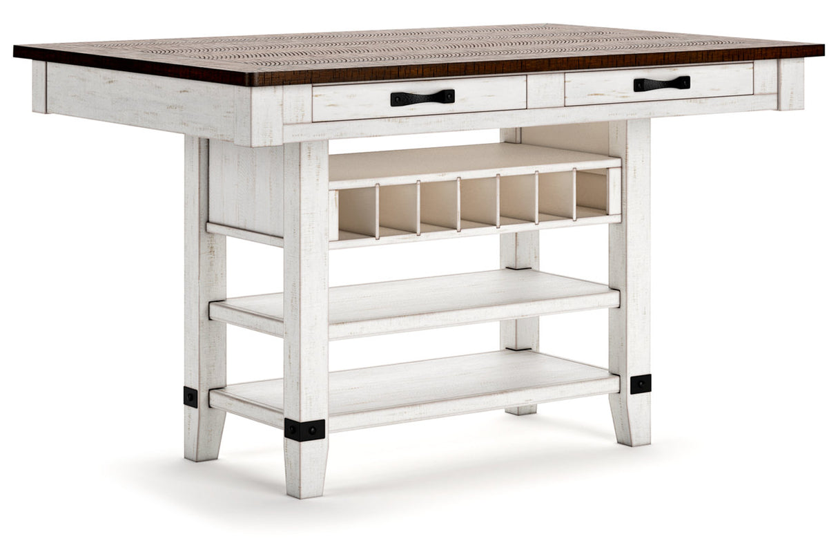 Valebeck White/Brown Multi Counter Height Dining Table and 4 Barstools from Ashley Furniture - Luna Furniture