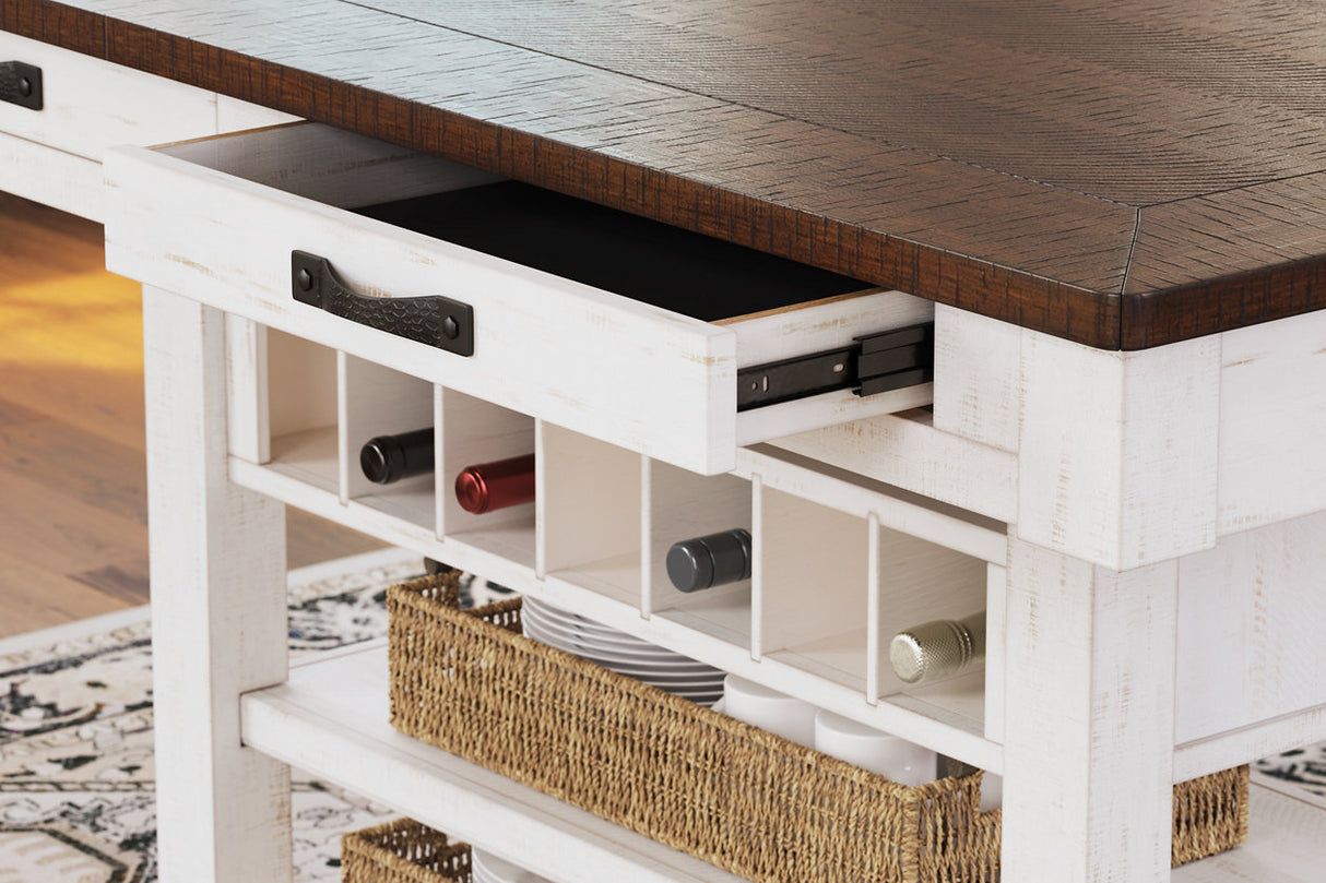 Valebeck White/Brown Multi Counter Height Dining Table and 4 Barstools from Ashley Furniture - Luna Furniture