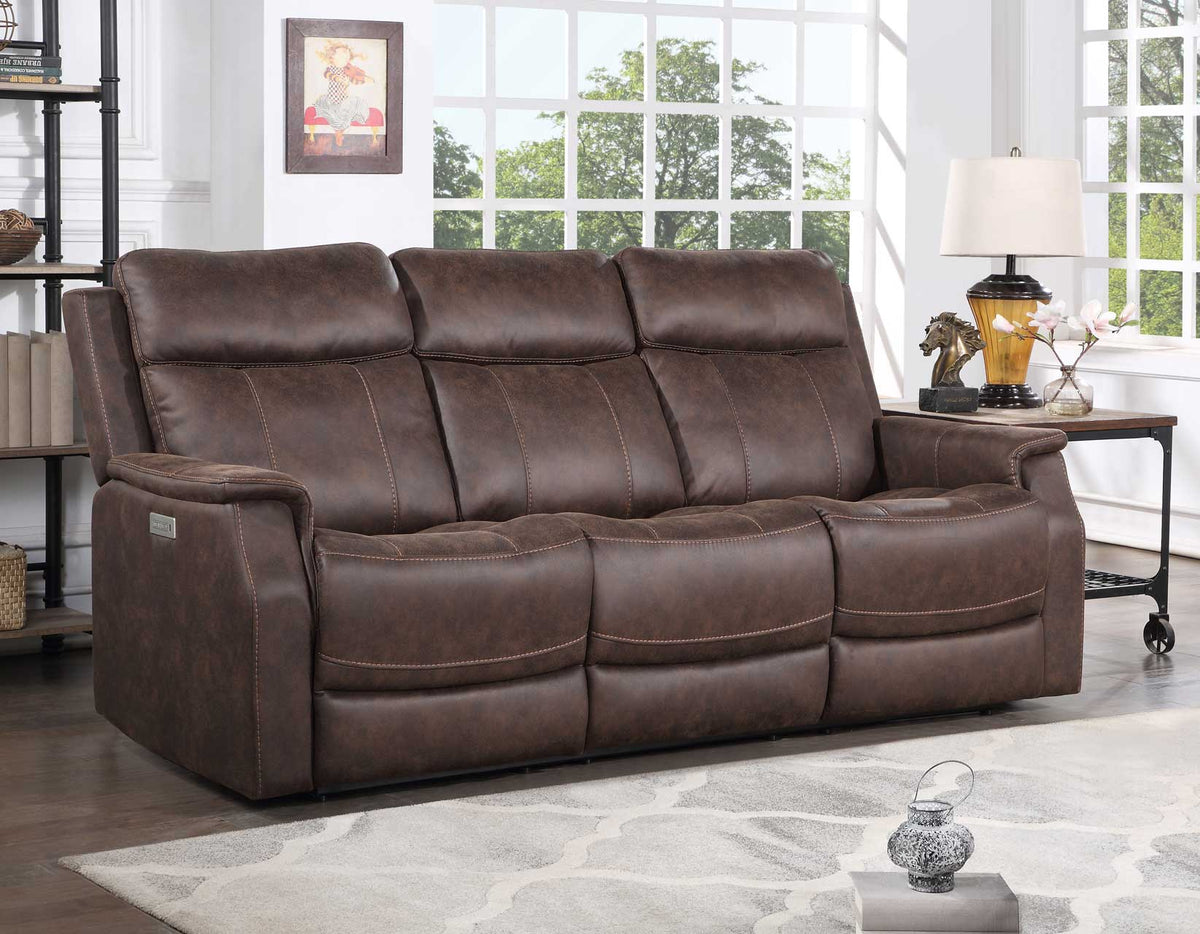 Valencia Walnut Dual-Power Reclining Sofa from Steve Silver - Luna Furniture
