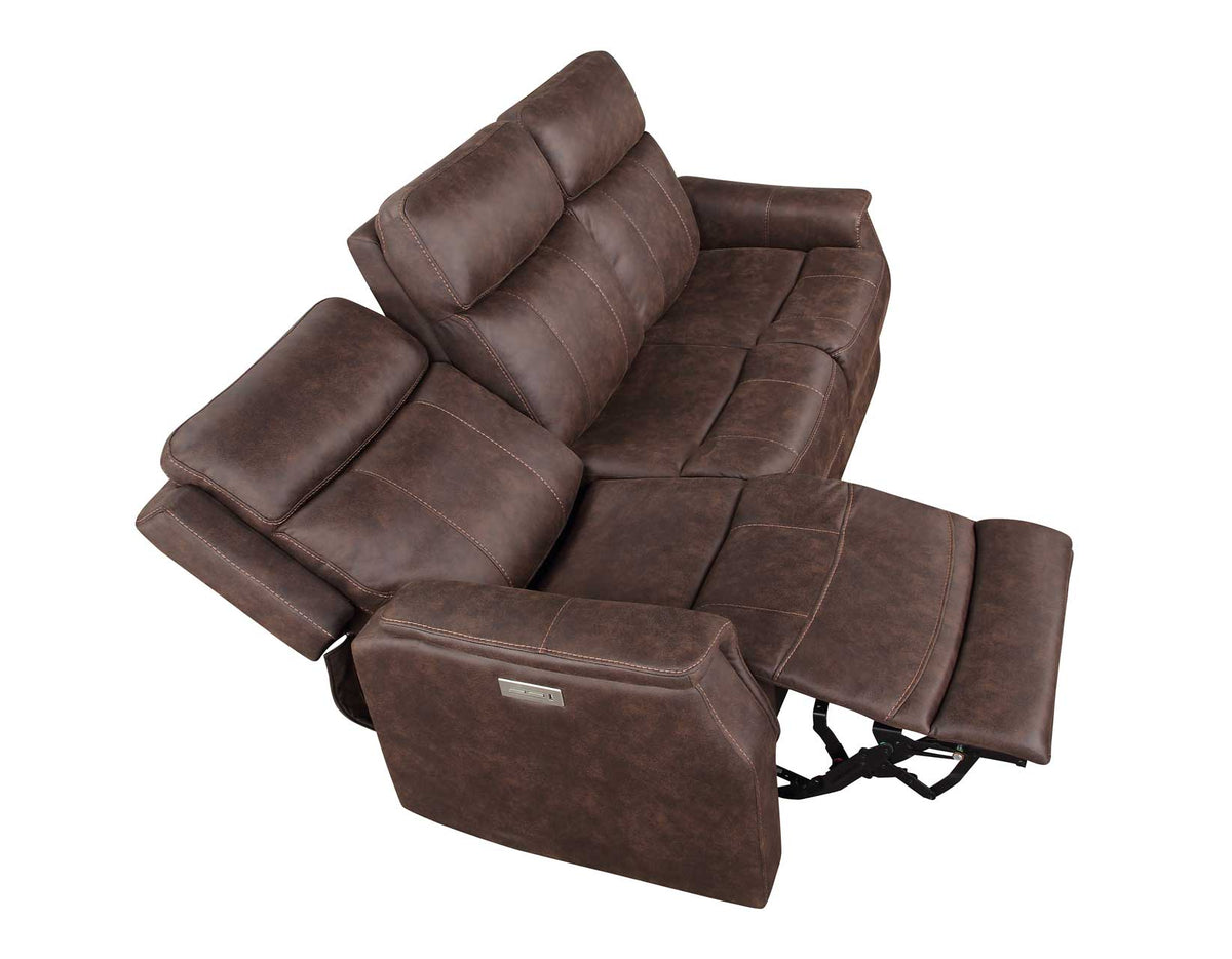 Valencia Walnut Dual-Power Reclining Sofa from Steve Silver - Luna Furniture