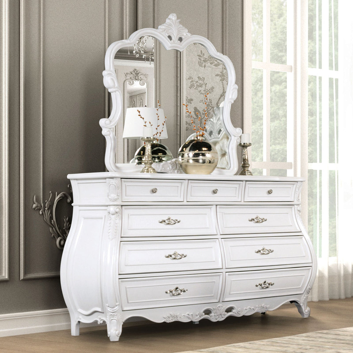grey and white dresser Valentini White Dresser