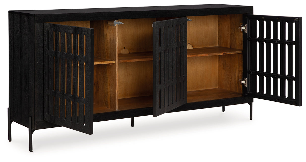 Vallisburg Black/Natural Accent Cabinet from Ashley - Luna Furniture