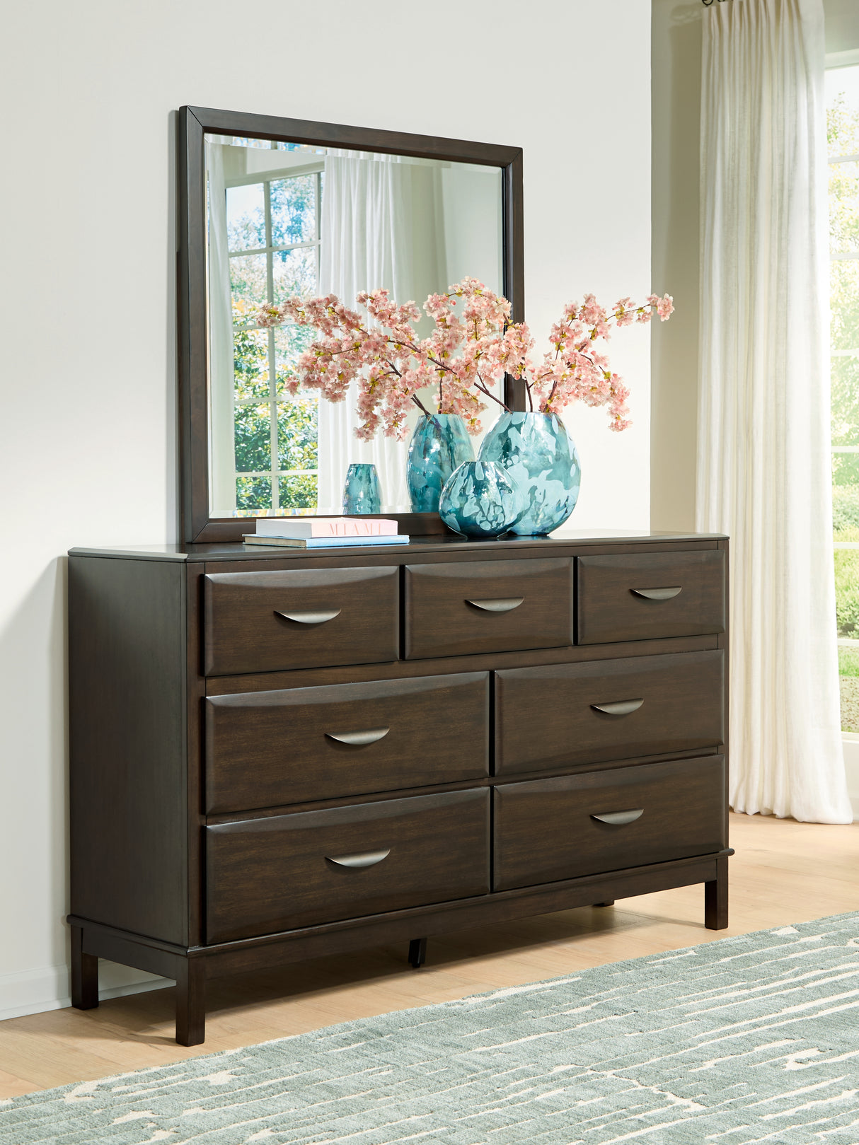 Vanmore Dark Brown Dresser and Mirror from Ashley - Luna Furniture