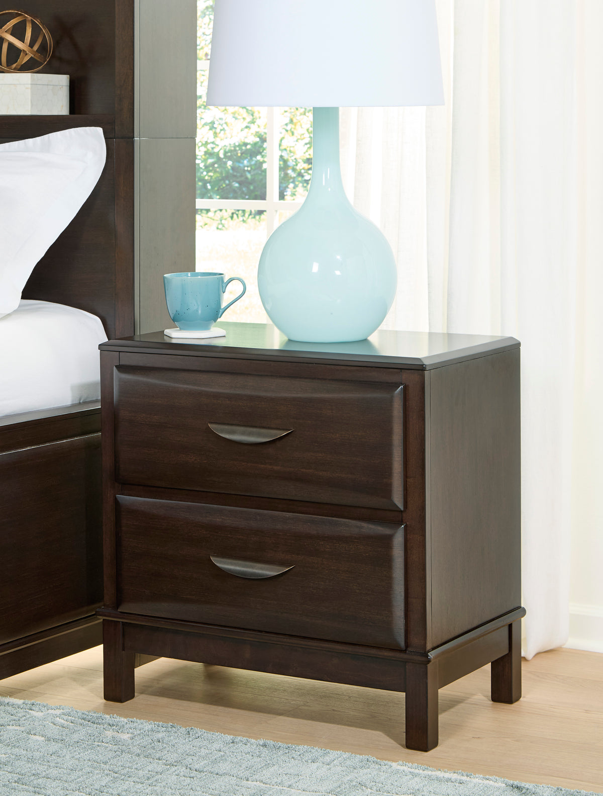 Vanmore Dark Brown Bookcase Storage Platform Bedroom Set from Ashley - Luna Furniture