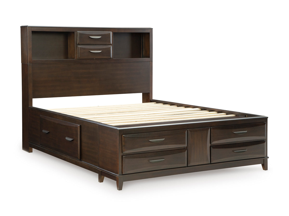 Vanmore Dark Brown Queen Bookcase Storage Platform Bed from Ashley - Luna Furniture