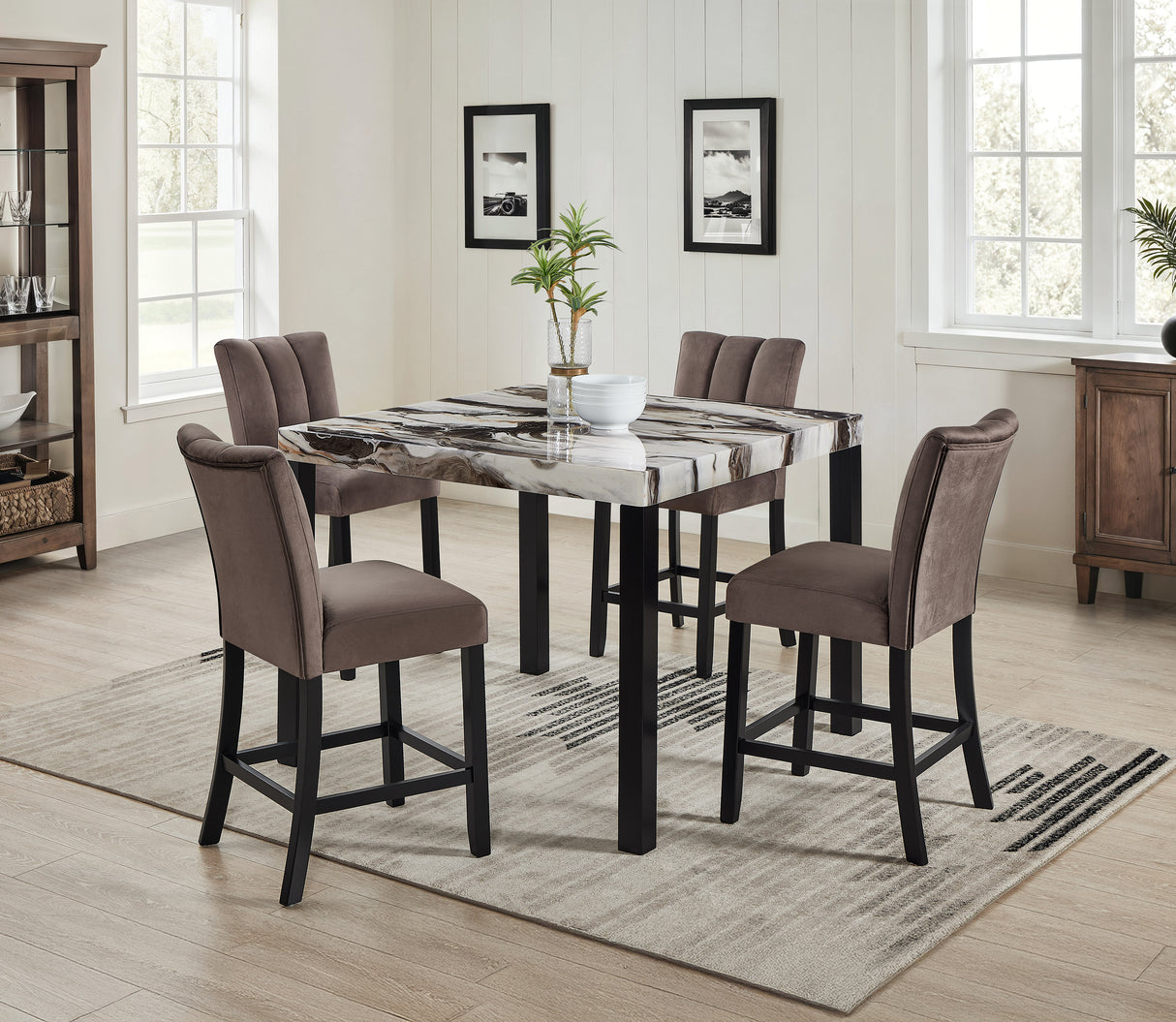 Vega Black/Brown Counter Height Chair, Set of 2 from Crown Mark - Luna Furniture